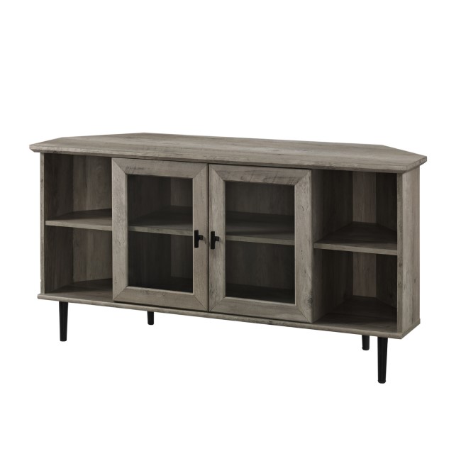 Grey Wash Corner TV Unit with Storage - TVs up to 52" - Foster