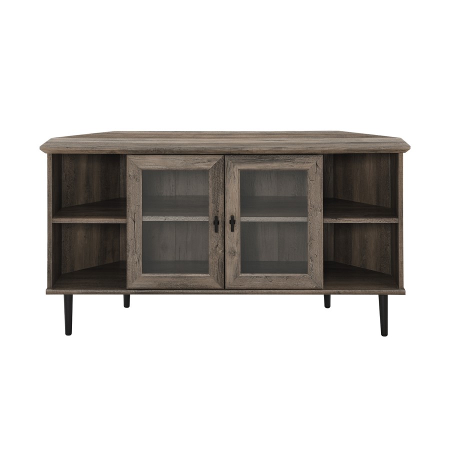 GRADE A1 - Grey Wash Corner TV Unit with Storage - TVs up to 52" - Foster