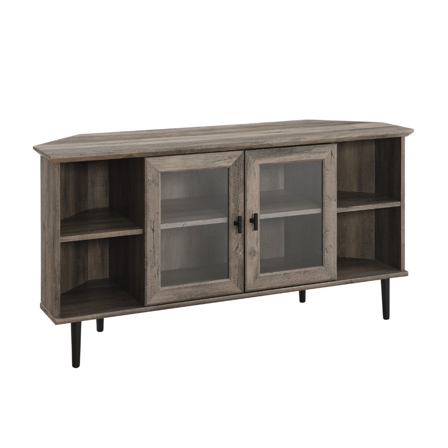 GRADE A1 - Grey Wash Corner TV Unit with Storage - TVs up to 52" - Foster