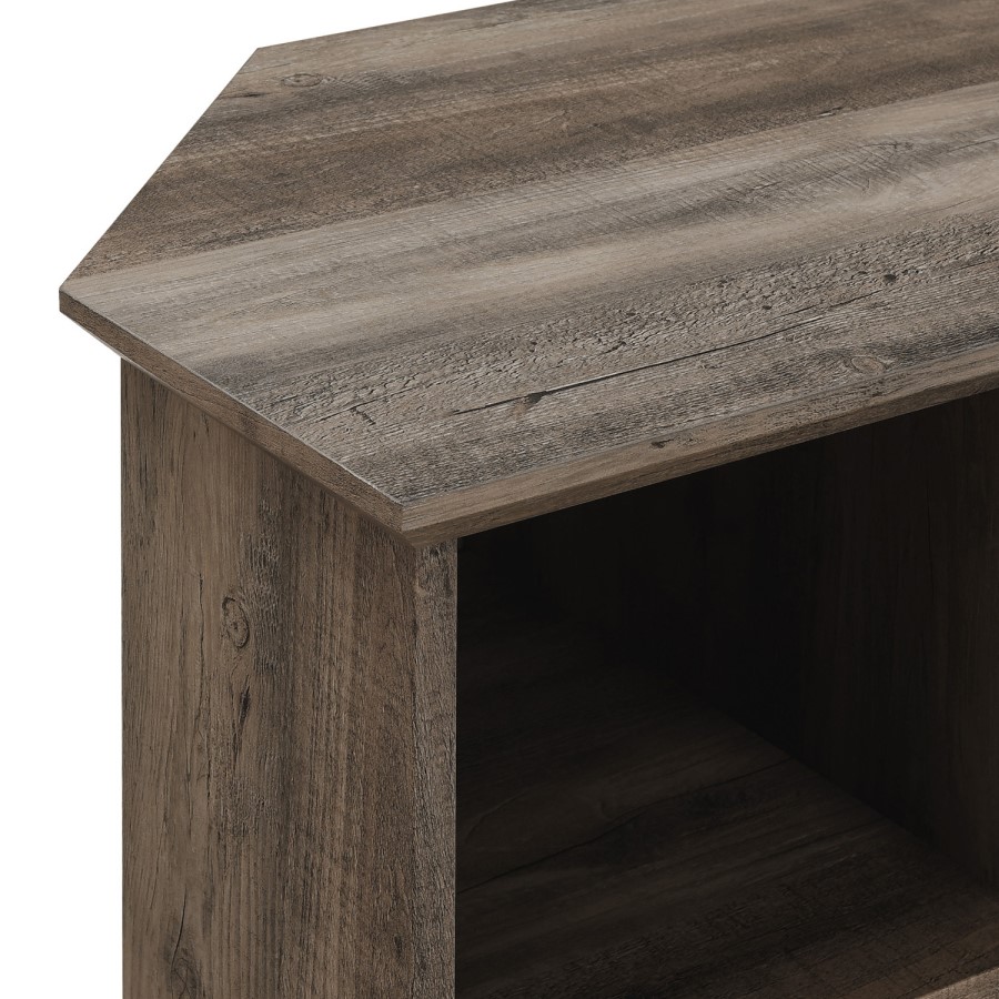 GRADE A1 - Grey Wash Corner TV Unit with Storage - TVs up to 52" - Foster