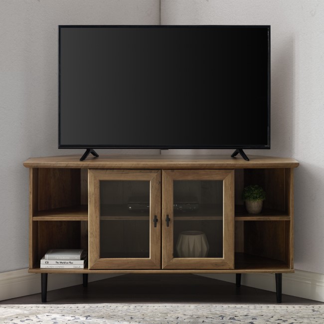 Oak Effect Corner TV Unit with Storage - TVs up to 52" - Foster