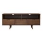 Dark Solid Pine TV Unit with Open Shelves & Storage - TVs up to 64" - Foster