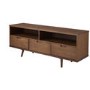 Dark Solid Pine TV Unit with Open Shelves & Storage - TVs up to 64" - Foster
