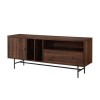 GRADE A1 - Dark Wood TV Unit with Black Metal - TVs up to 66&quot; - Foster
