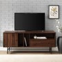 Dark Wood TV Unit with Black Metal - TVs up to 66" - Foster