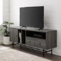 GRADE A1 - Grey Wash & Black TV Unit with Storage - TVs up to 66" - Foster
