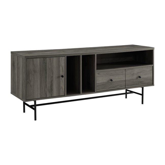 Grey Wash & Black TV Unit with Storage - TVs up to 66" - Foster