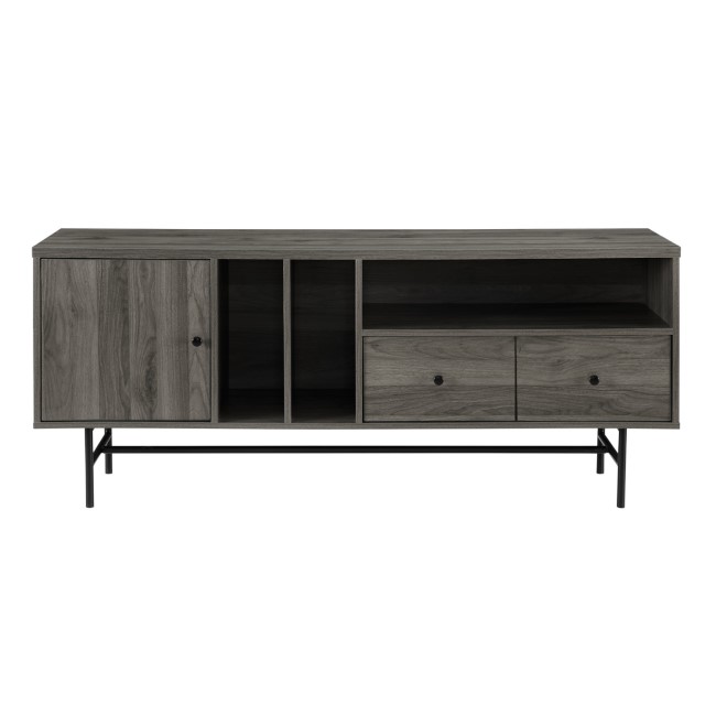 Grey Wash & Black TV Unit with Storage - TVs up to 66" - Foster