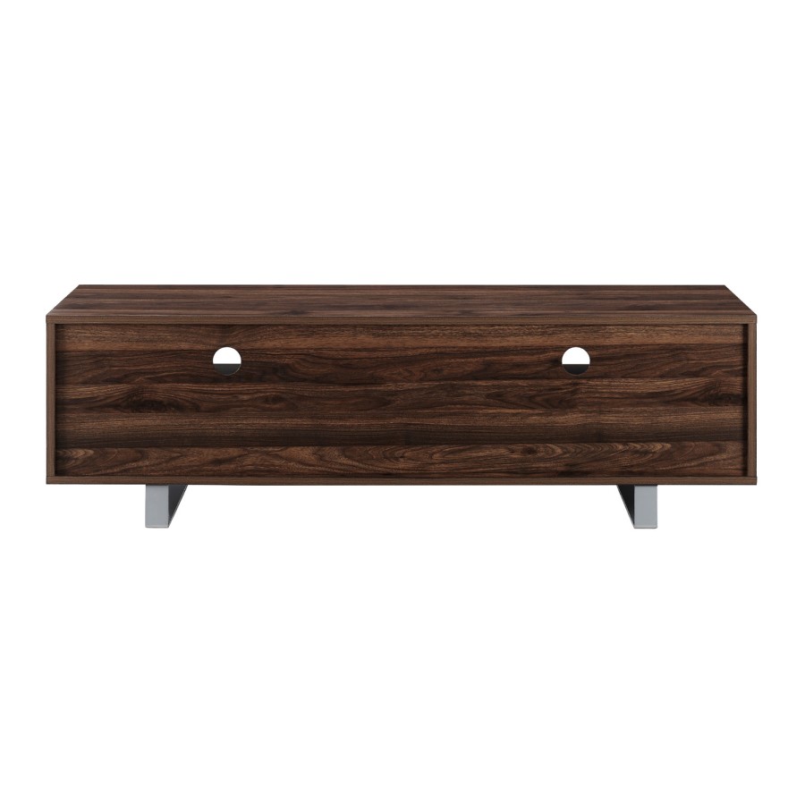 GRADE A1 - Dark Wood TV Unit with White Drawers - TVs up to 66" - Foster