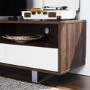 Dark Wood TV Unit with White Drawers - TVs up to 66" - Foster