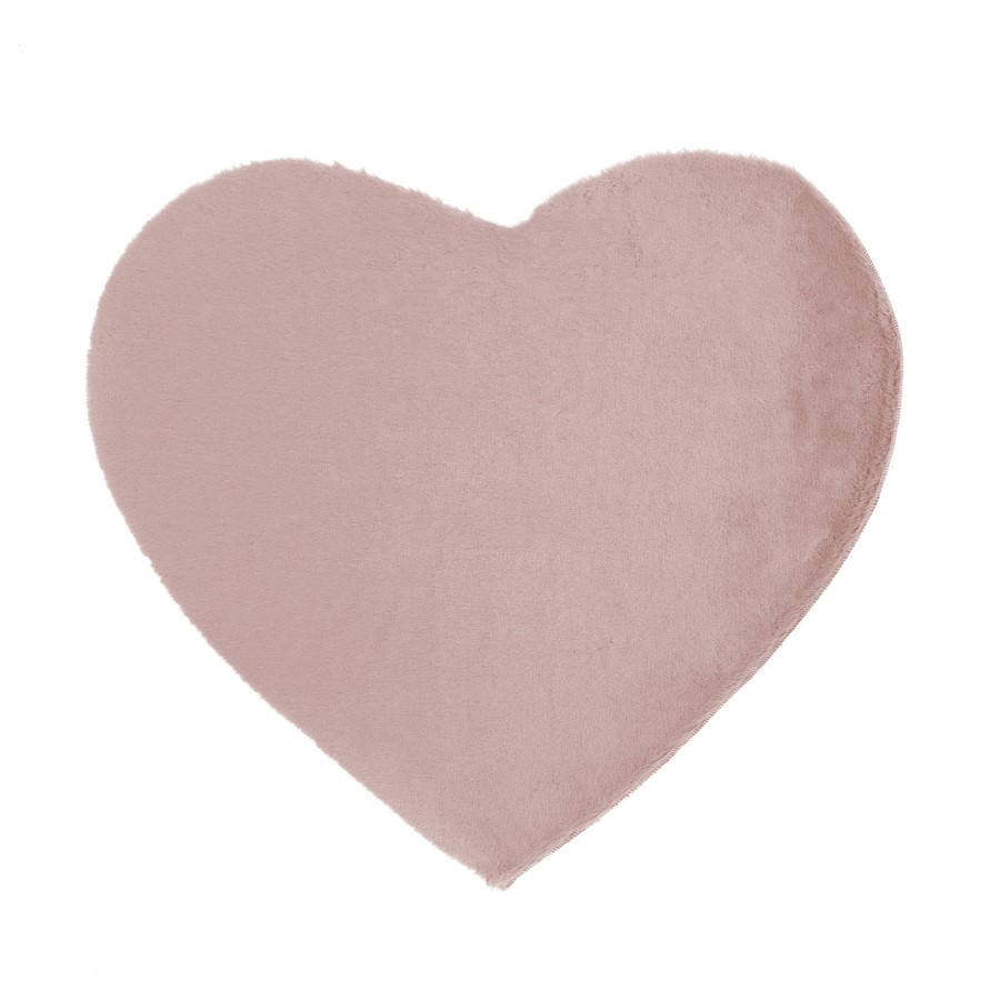 Ripley Blush Pink Faux Fur Heart Rug 80x100cm