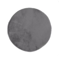 Ripley Grey Faux Fur Round Rug 100x100cm