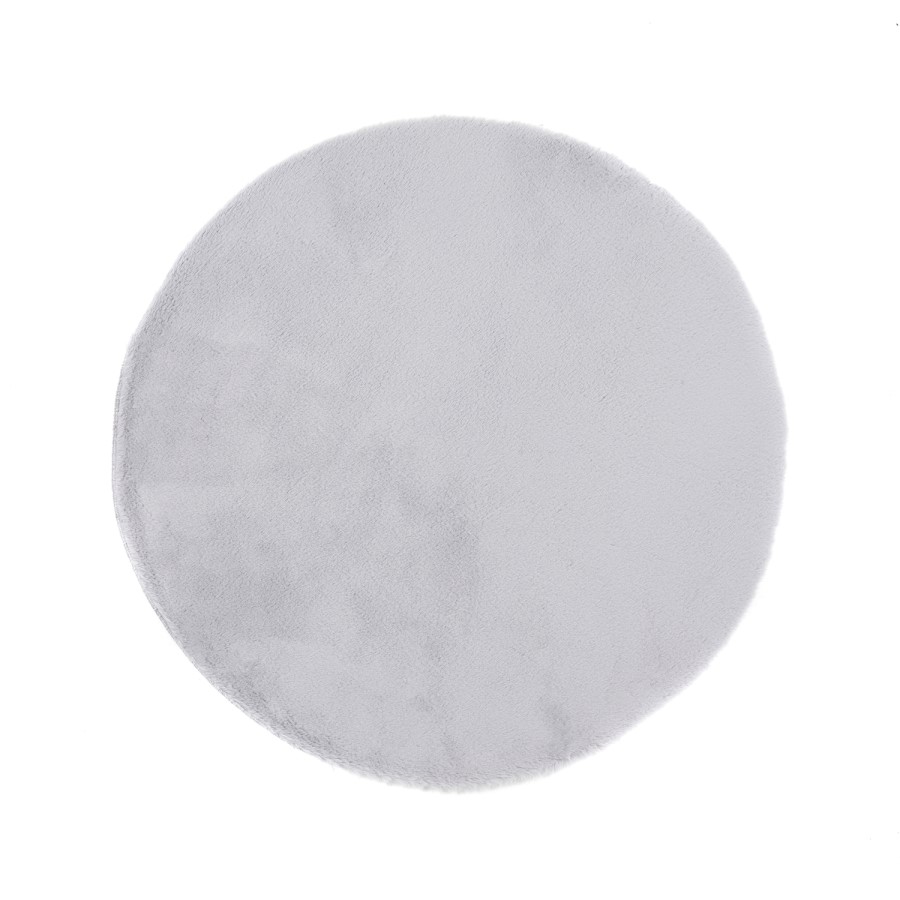 Ripley Silver Faux Fur Round Rug 100x100cm