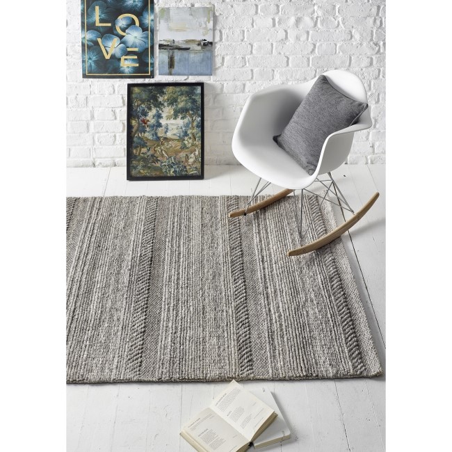 Wool Chunky Knit Grey Rug - 230 x 160 cm - Ripley