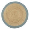 Round Jute Rug with Blue Border - 150x150cm - Ripley