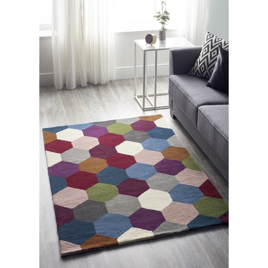 Ripley Hexagon Multi Coloured Rug 120x170cm