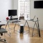 51" Modern Corner Glass Computer Desk - Silver