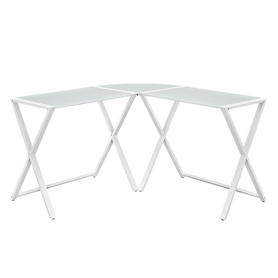White Glass Corner Desk - Foster