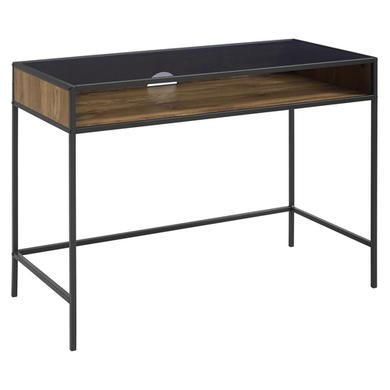 Foster Industrial Glass Top Office Desk - Barnwood - Furniture123