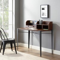 Foster Industrial Secretary Desk with Hutch - Dark Walnut