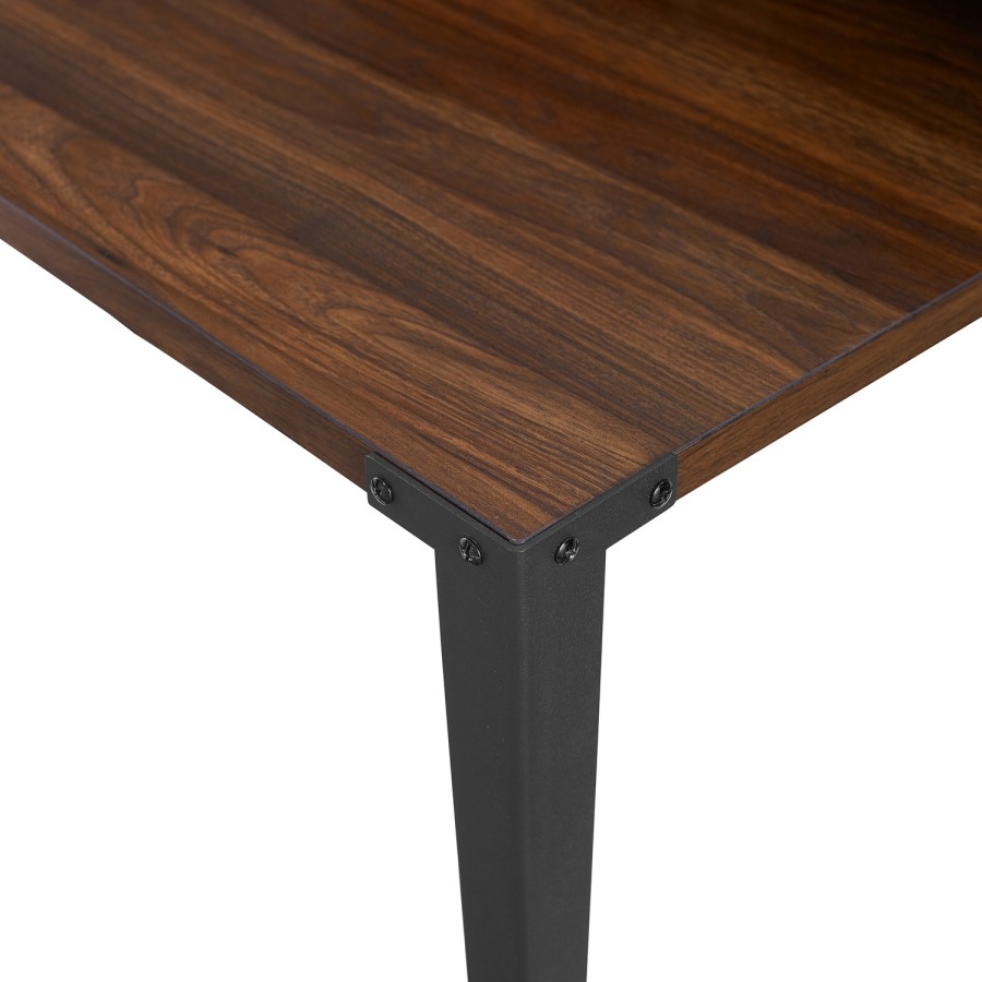 Foster Industrial Secretary Desk with Hutch - Dark Walnut