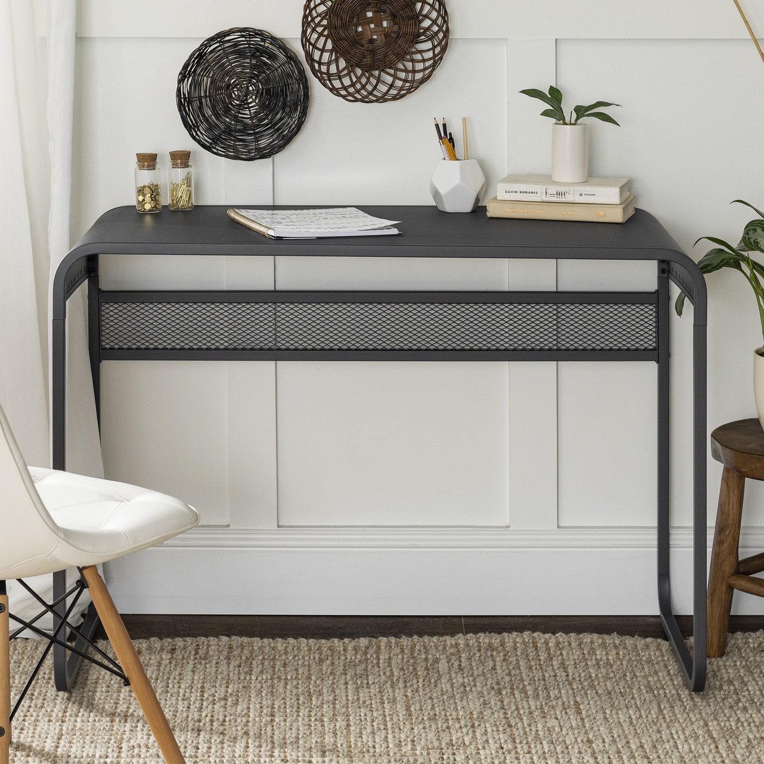 Industrial Grey Metal Office Desk - Foster - Furniture123