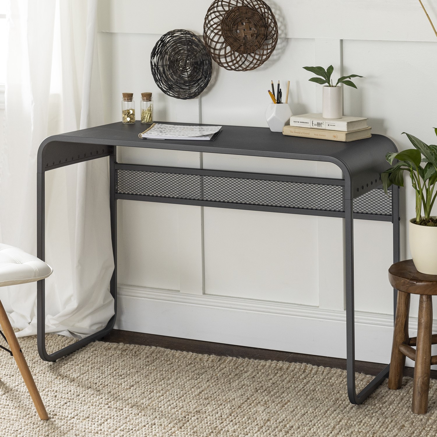 Industrial Grey Metal Office Desk - Foster - Furniture123