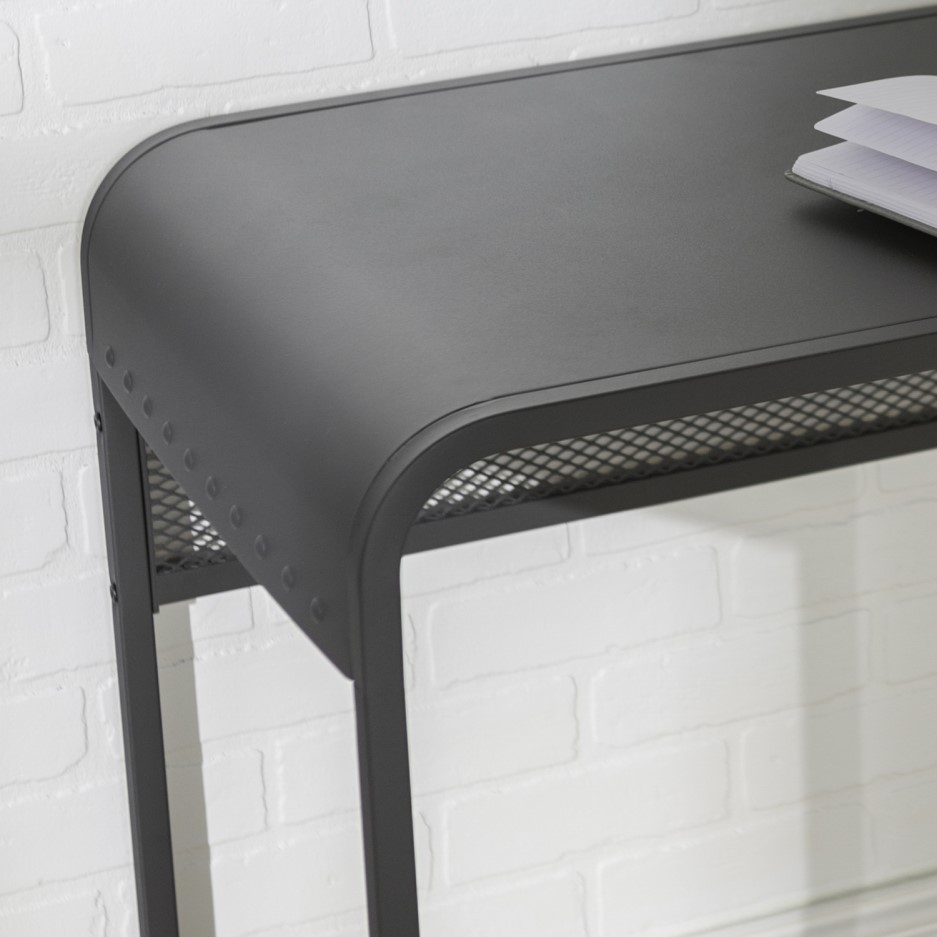 Grey Office Desk with Rounded Edges 42" Furniture123