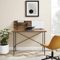 Foster Slat Back Adjustable Storage Writing Desk - Reclaimed Barnwood