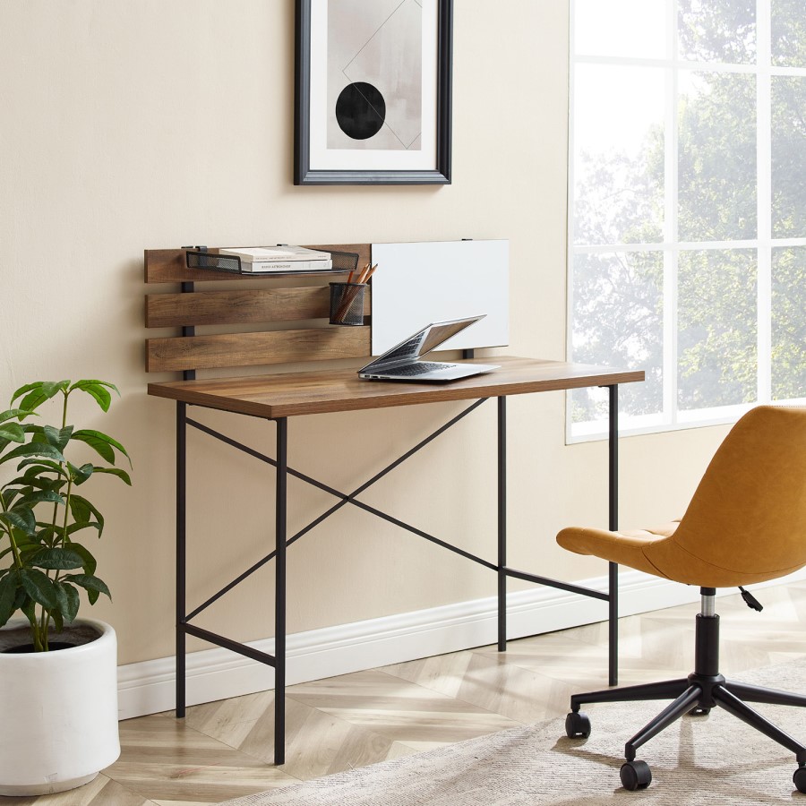 Foster Slat Back Adjustable Storage Writing Desk - Reclaimed Barnwood