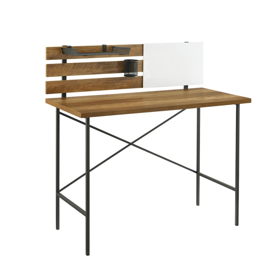 Foster Slat Back Adjustable Storage Writing Desk - Reclaimed Barnwood