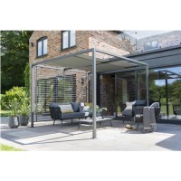 GRADE A1 - Grey Metal Gazebo with Retractable Roof - 2.8x2.8m GRADE A1 - Grey Metal Gazebo with Retractable Roof - 2.8x2.8m