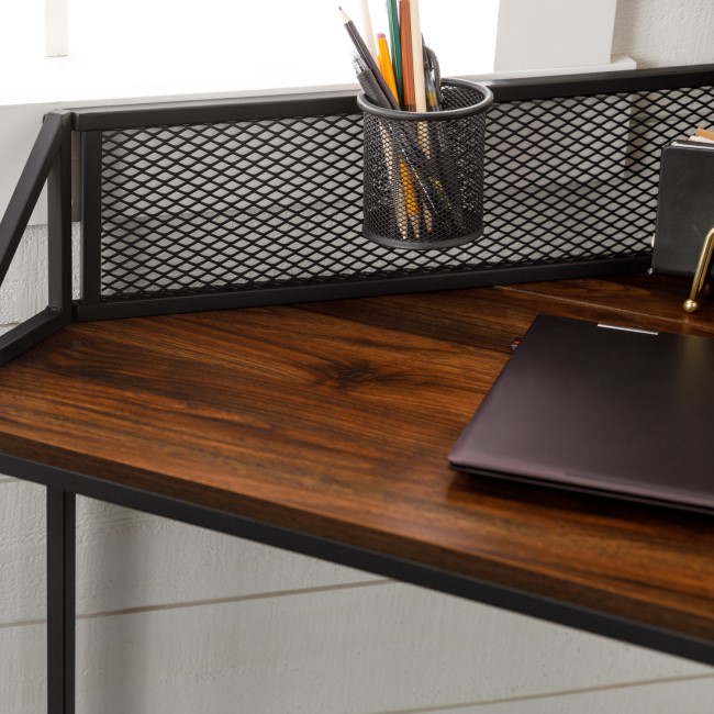 42" Industrial Corner Desk - Dark Walnut