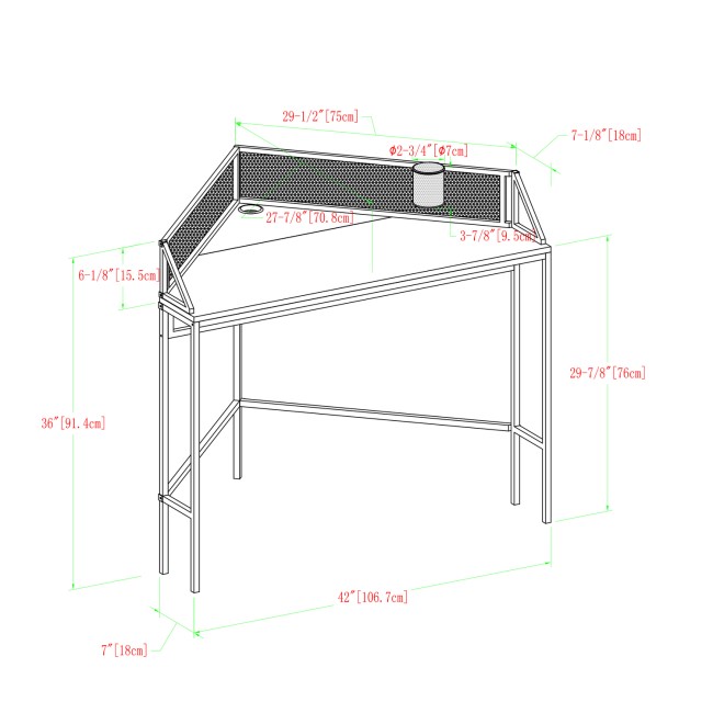 42" Industrial Corner Desk - Dark Walnut