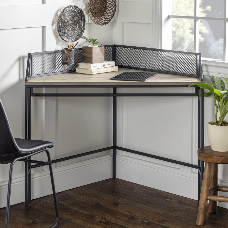 GRADE A1 - Foster Industrial Corner Desk - Grey Wash