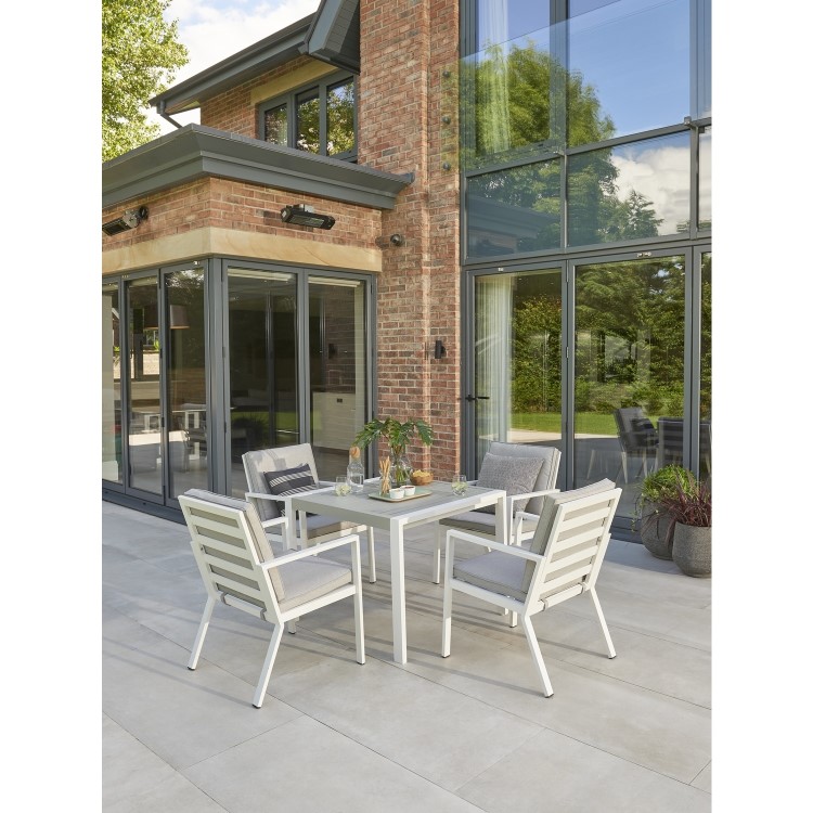 Titchwell 4 Seater Outdoor Dining Set in White