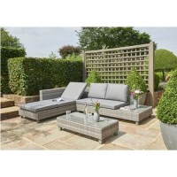 Bahama Garden Corner Sofa & Sun Lounger Set in Grey Rattan