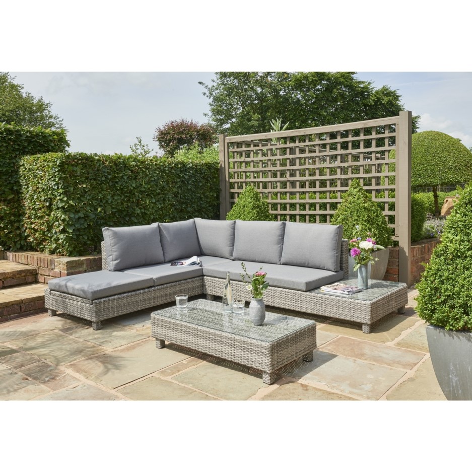 Bahama Garden Corner Sofa & Sun Lounger Set in Grey Rattan | Furniture123