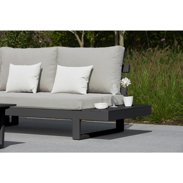 Grey Metal Garden Corner Sofa with Coffee Table - Ibiza