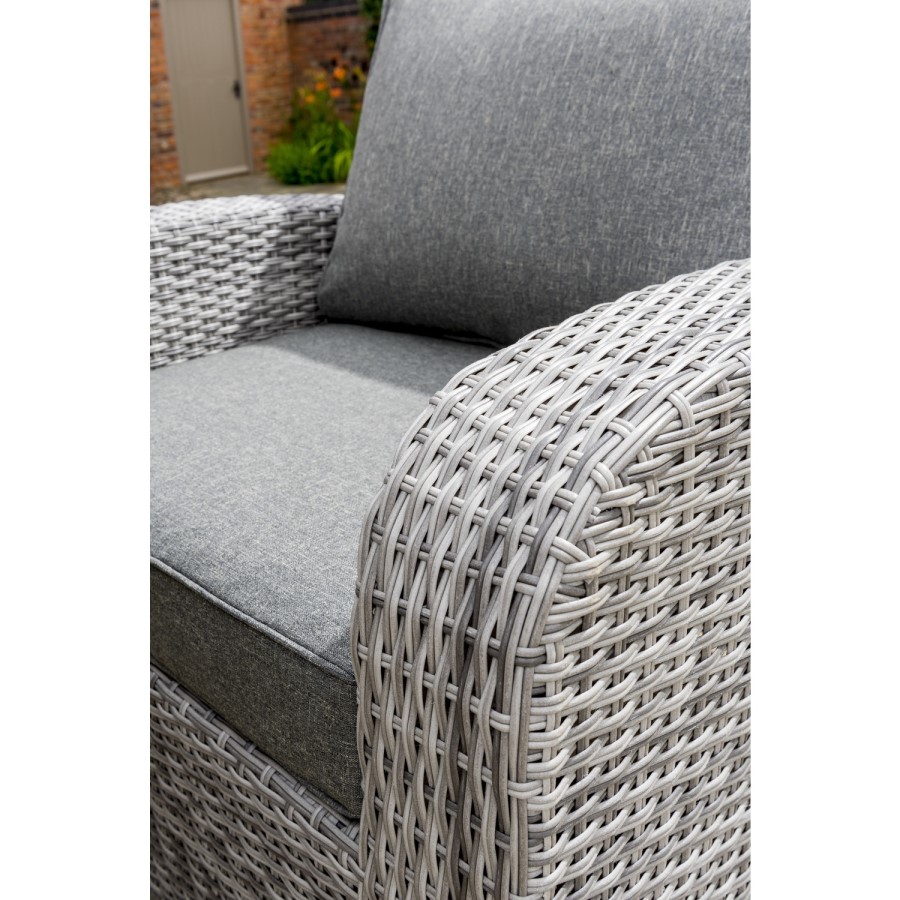 Long Beach Rattan Corner Sofa & Dining Table Set in Grey - Seats 8