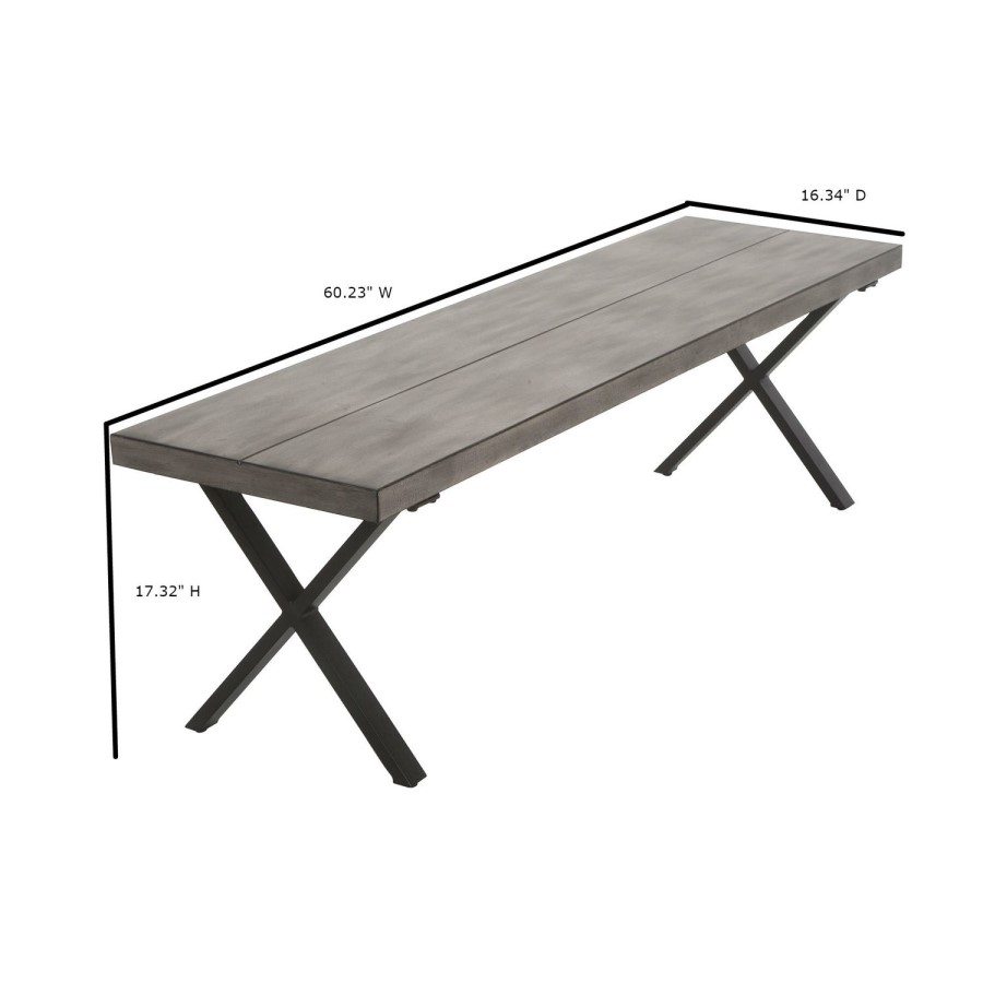 Outdoor Metal Dining Table & Bench Set - Seats 6 - Farmstead 