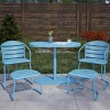 Outdoor Living 2 Seater Metal Bistro Set with Footstools in Turqouise - Infellifit