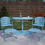 Outdoor Living 2 Seater Metal Bistro Set with Footstools in Turqouise - Infellifit