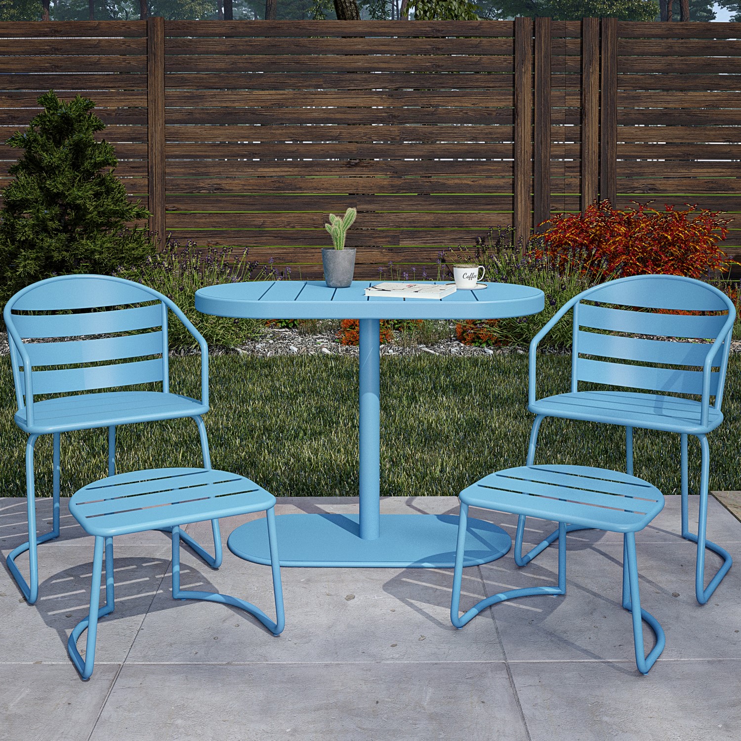 Bistro set with online footstools