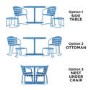 Outdoor Living 2 Seater Metal Bistro Set with Footstools in Turqouise - Infellifit
