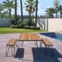 Outdoor/Indoor 4 Seater Metal Dining Table & Bench Set in Grey