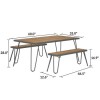 Outdoor/Indoor 4 Seater Metal Dining Table &amp; Bench Set in Grey