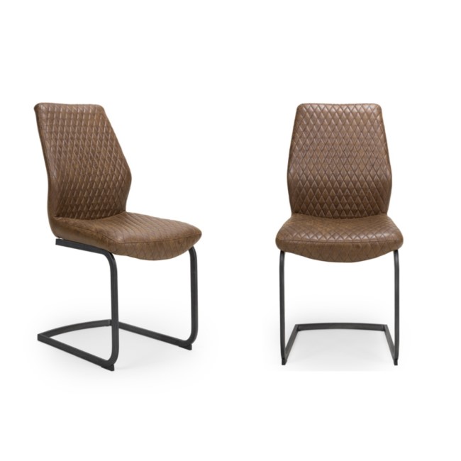 Brown Faux Leather Dining Chairs - Set of 2 