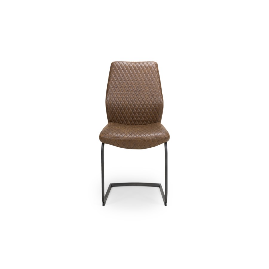 Brown Faux Leather Dining Chairs - Set of 2 
