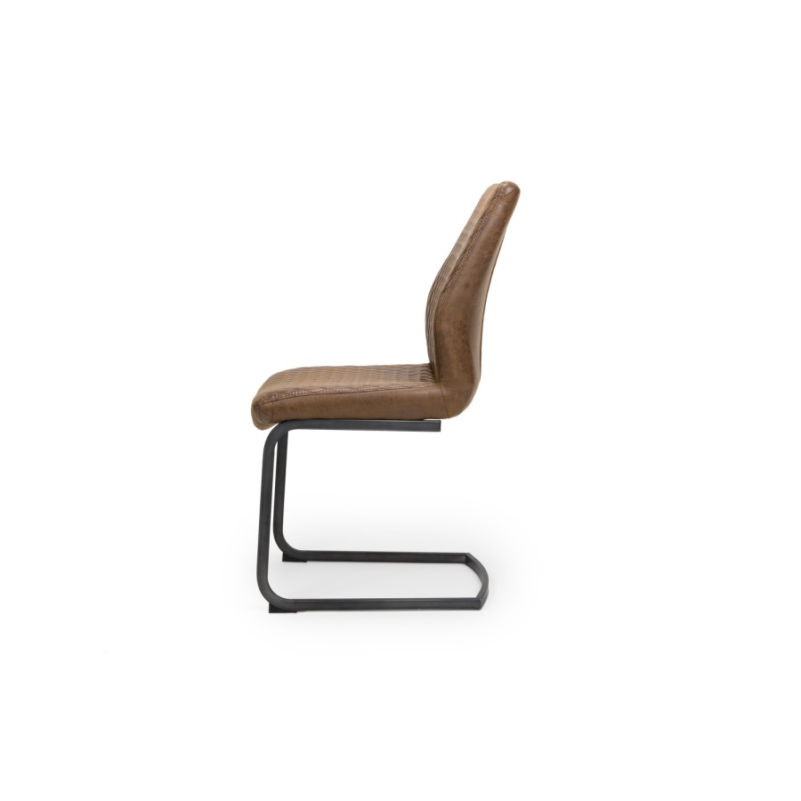 Brown Faux Leather Dining Chairs - Set of 2 